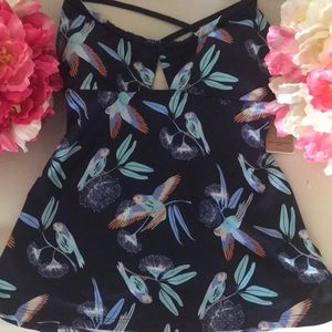 Patagonia parrots small new navy.   NWT tankiini top
